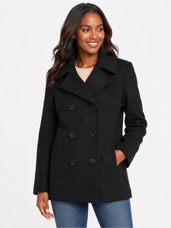 forecaster of boston Jackets & Blazers - Forecaster Black Double-Breasted Wool Blend Coat Size 10